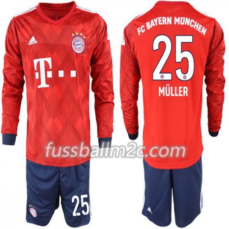 Fußballtrikots FC Bayern München Müller 25 Kinder Heim Trikotsatz 2018-2019 Langarm